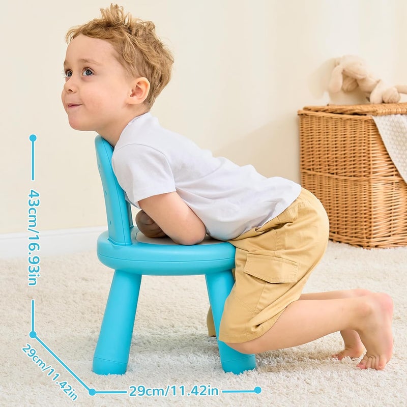 KidBloom Toddler Chair, Kids Chair for Table with Ergonomic Rainbow Backrest, Durable Small Versatile Plastic Child Chair for Toddlers 1-3, Blue - Image 2